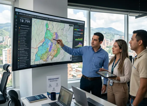 Equipo GeoSmart analizando datos geoespaciales