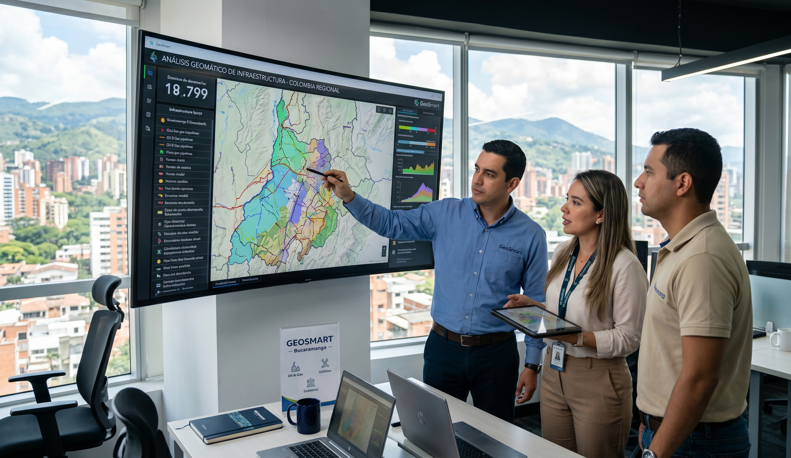 Equipo GeoSmart analizando datos geoespaciales